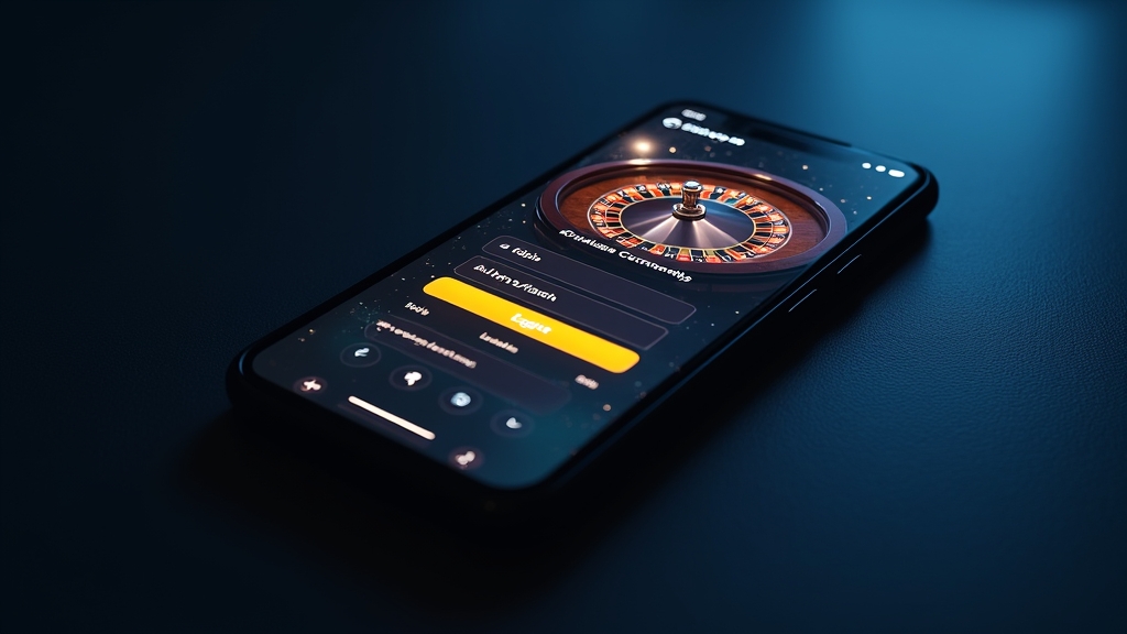 Pantalla de acceso y registro en la app con interfaz oscura