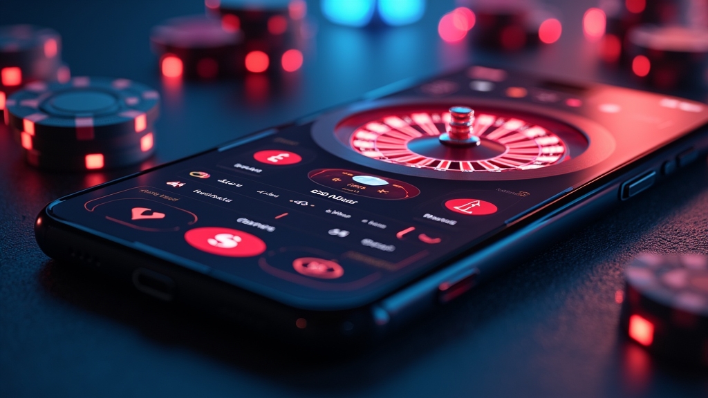 Pantalla principal de la app de casino con menú claro y estilo oscuro