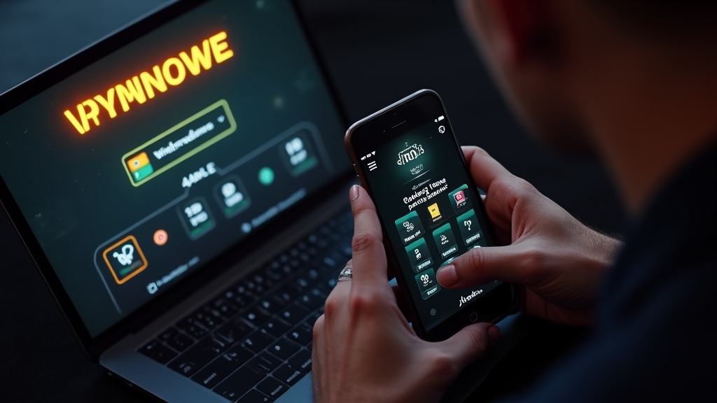 Pantalla de retiro con estado aprobado junto a un móvil en un casino oscuro